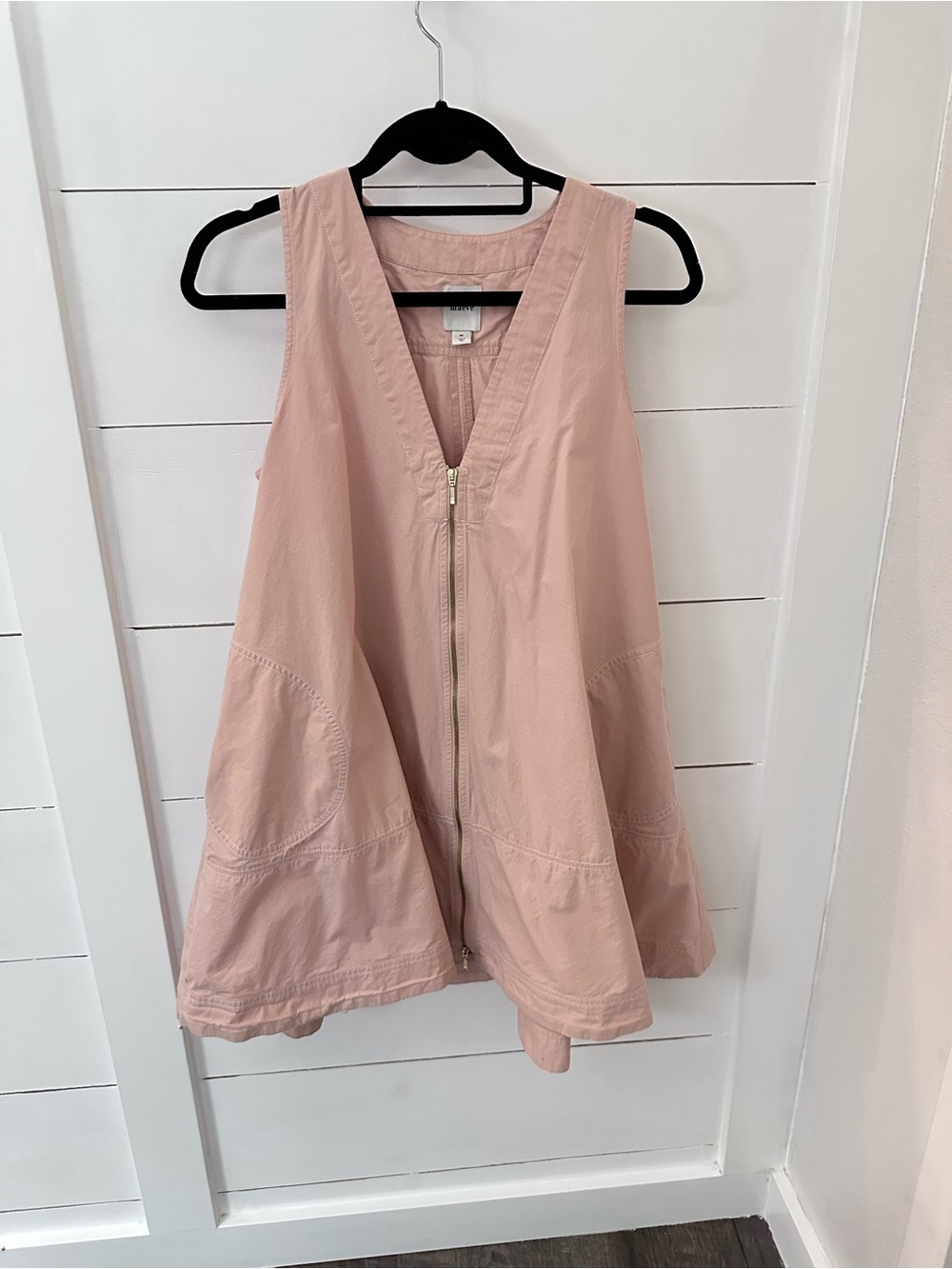 Anthropologie Maeve Blush Pink Zip A-line Swing Dress Tunic Medium Cotton - Picture 5 of 16